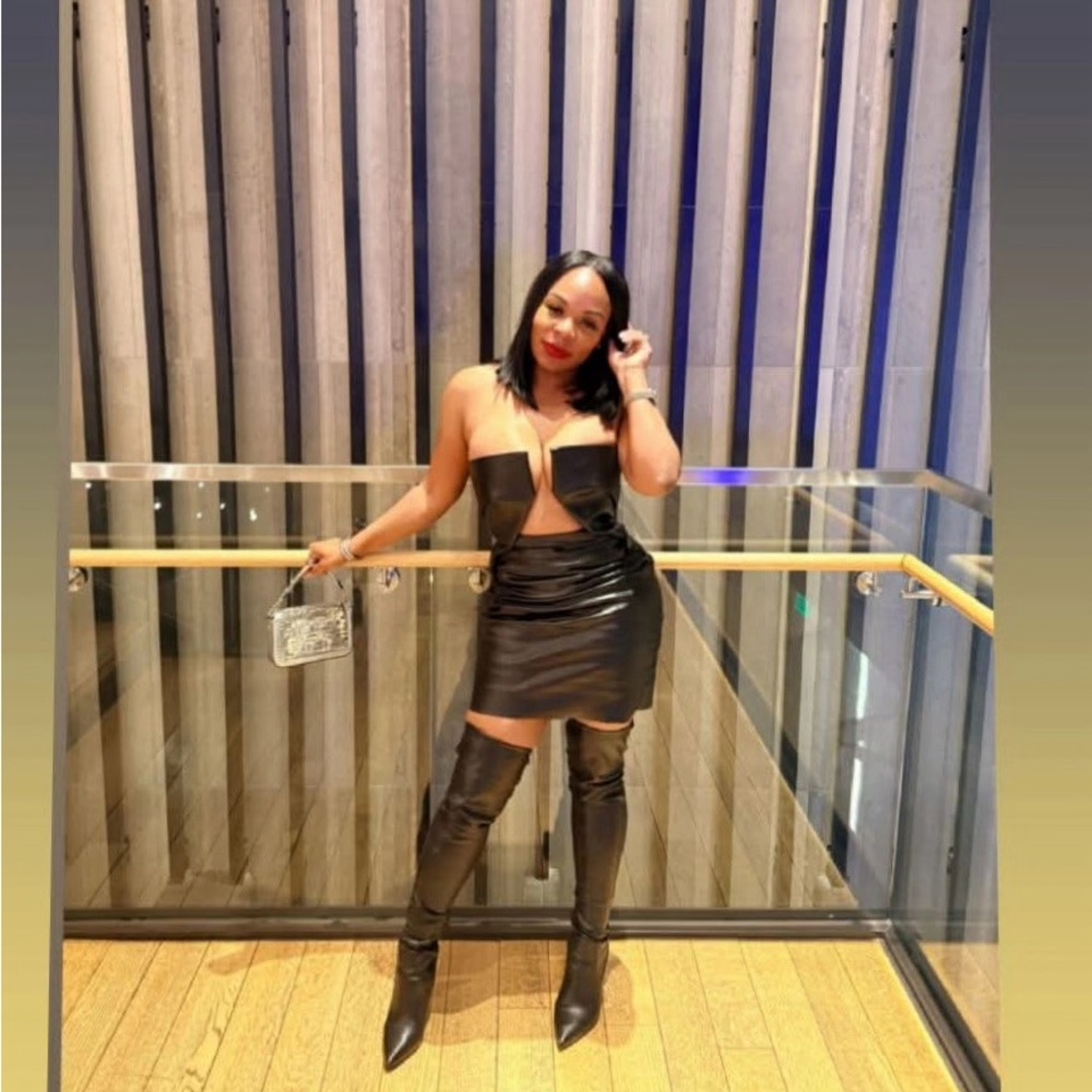 Rick Owens Black Strapless Leather Dress